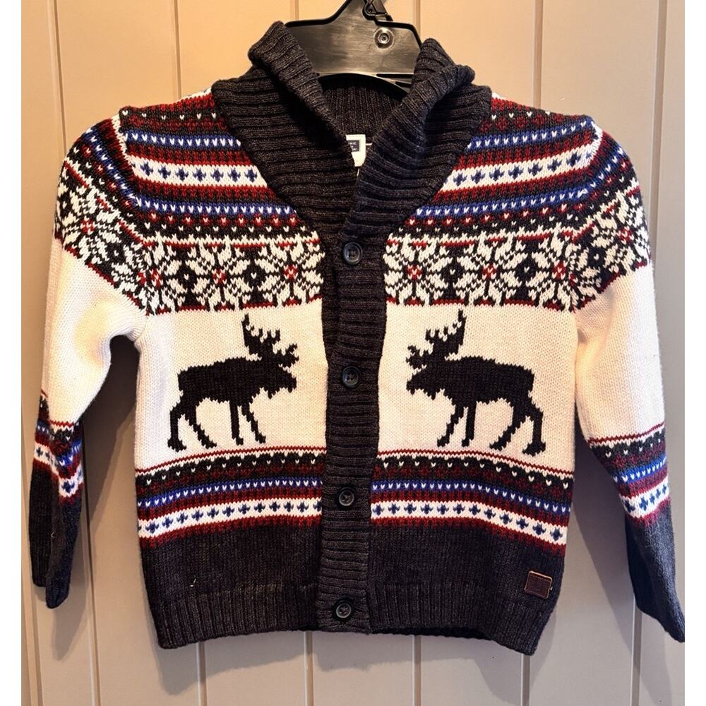 NWT JANIE and JACK Shawl Collar Cardigan Sweater Fair Isle Christmas Holiday 4T